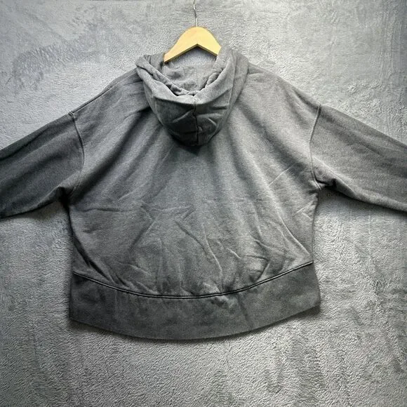 Nike Hoodie Sweatshirt Womens Medium Gray Cropped Pullover Fleece High Low Hem - Picture 8 of 9